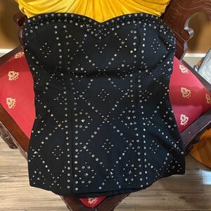 Cache Black Strapless Bustier with Seam Detailing